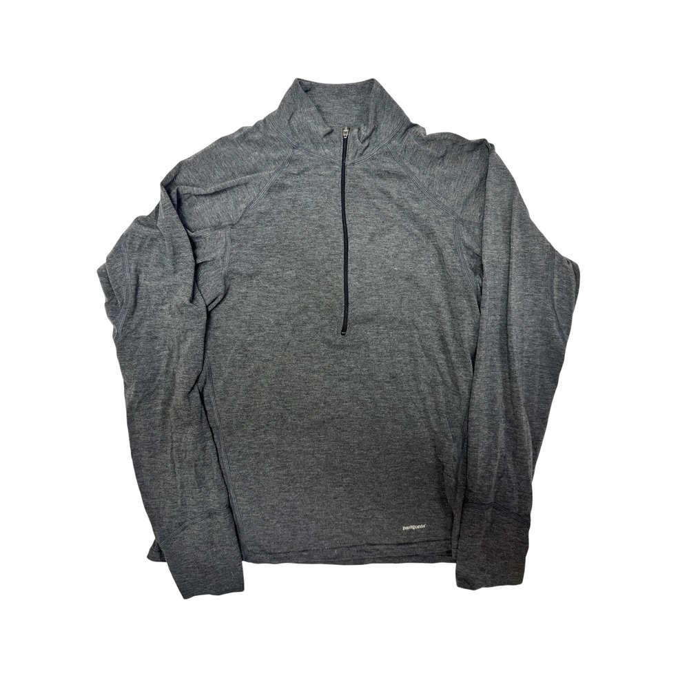 Patagonia Capilene 1/4 Zip Base Layer Mens Small Gray Made in USA